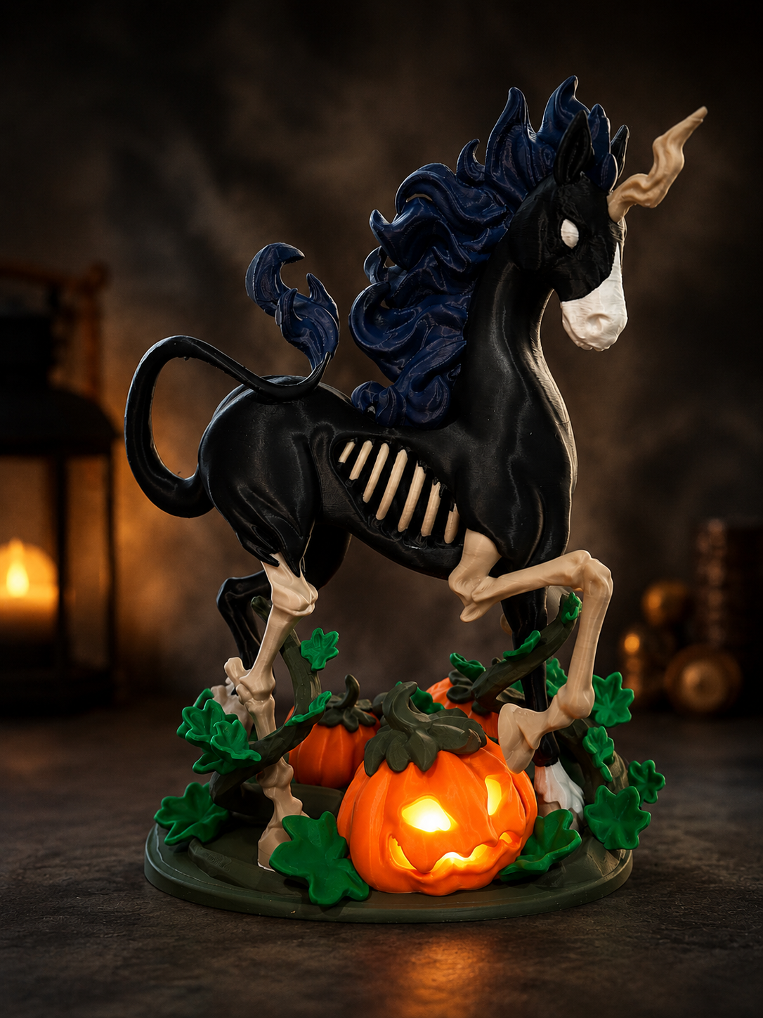 Bone Unicorn – leuchtende Halloween-Deko mit Kürbislichtern