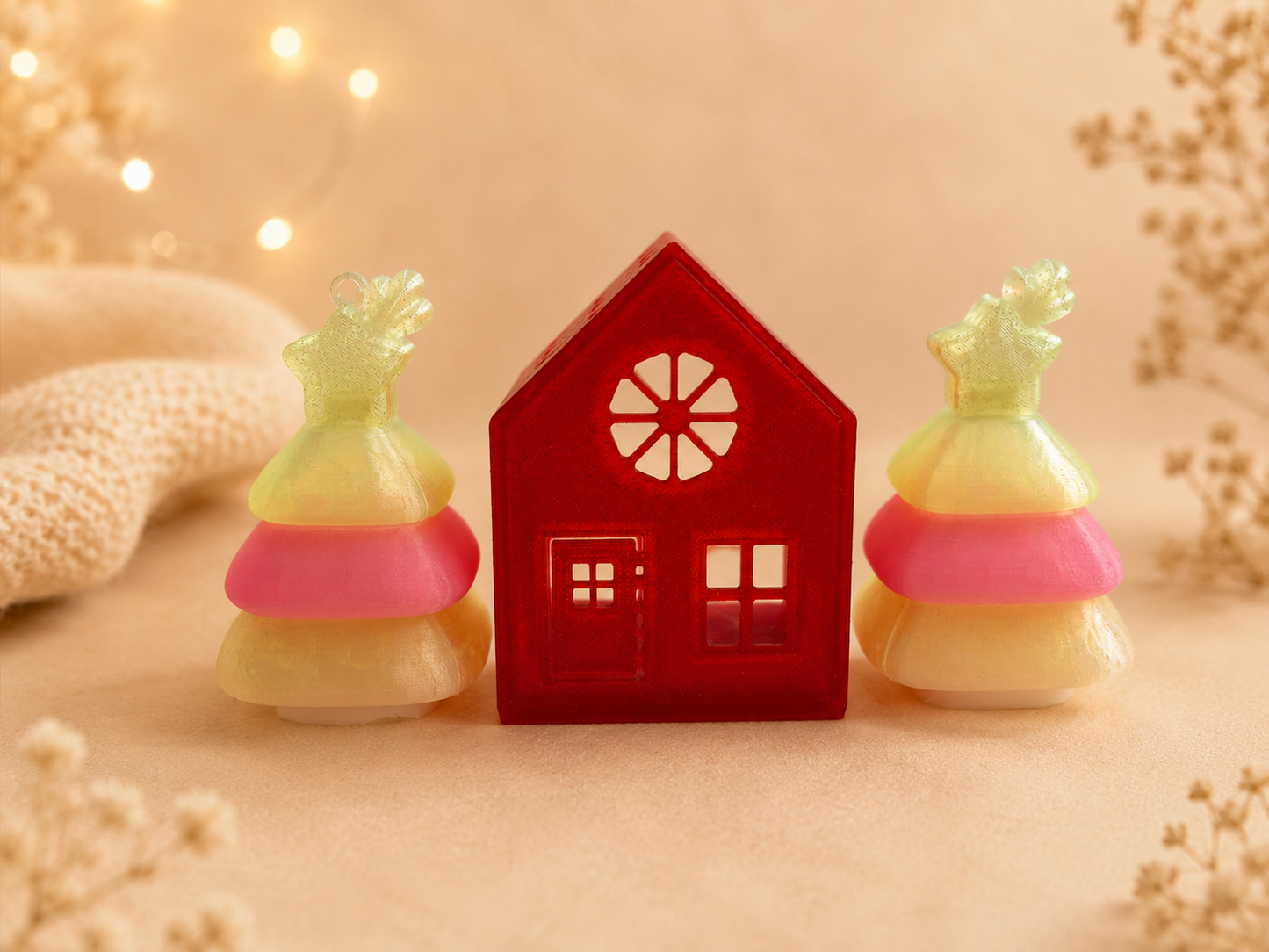 🏠✨ Tealight House Set – 3-piece Luminous Village incl. LED lights